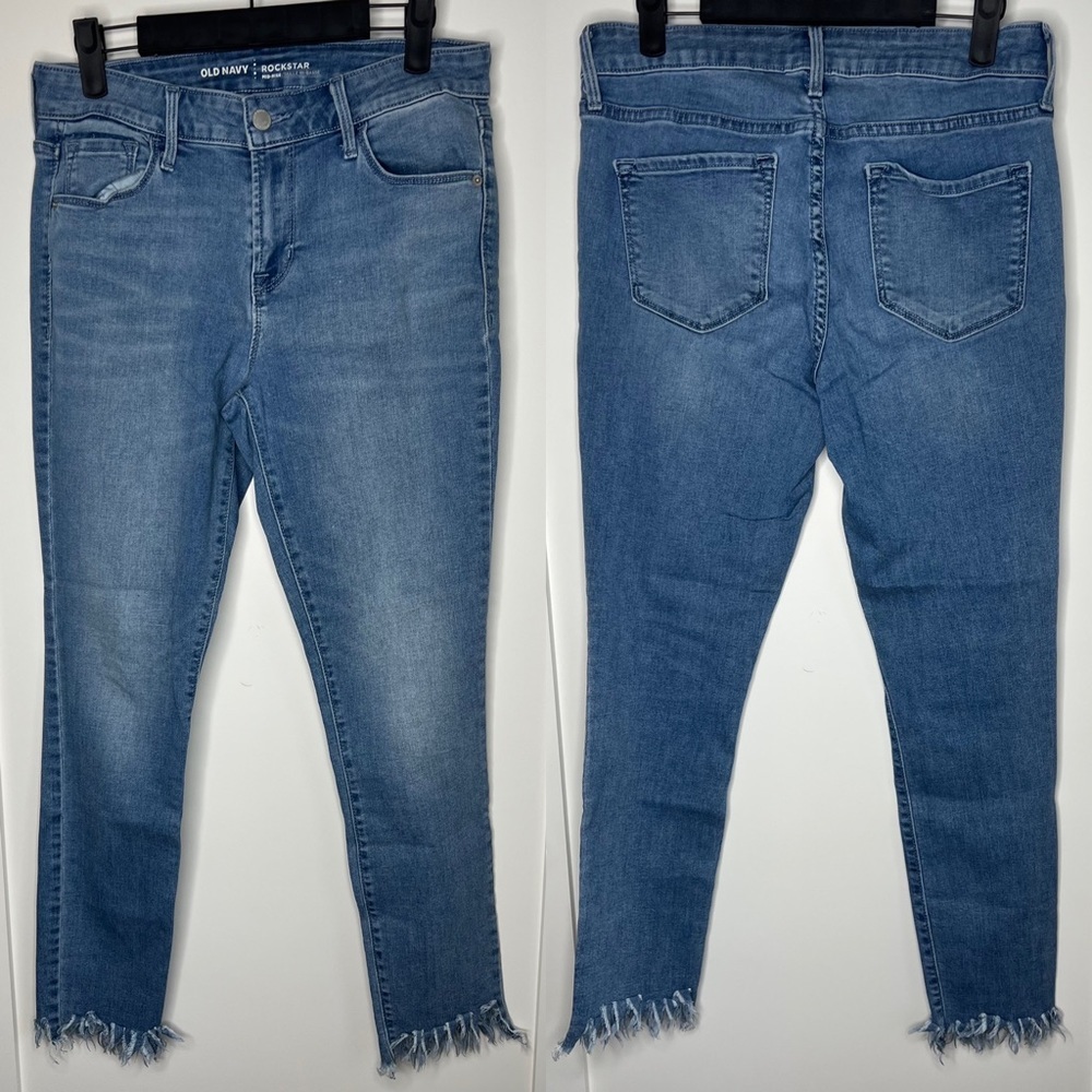 🕶️rockstar mid rise shredded hem skinny Jean mid rise 6 old navy denim - Picture 1 of 6